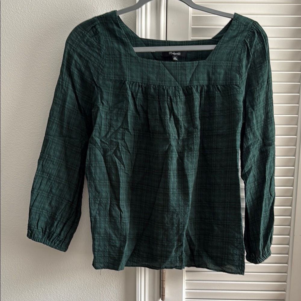 Madewell Green 3/4 Sleeve Relaxed Blouse